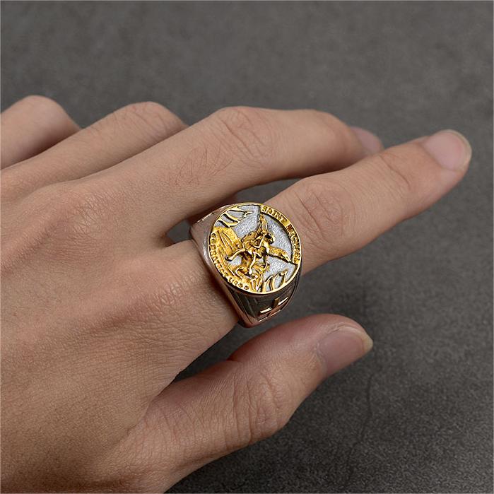 Christian Saint Michael Signet Ring for
