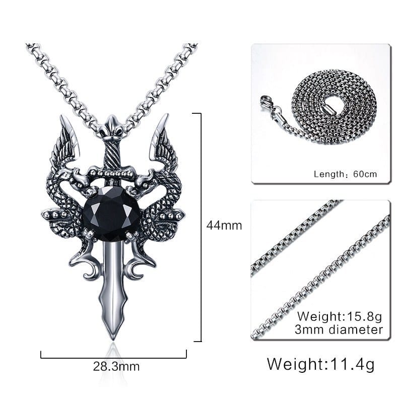 Twin Dragon Blade Necklace