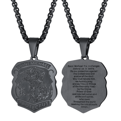 Archangel St. Michael Necklace Medal Shield Pendant for