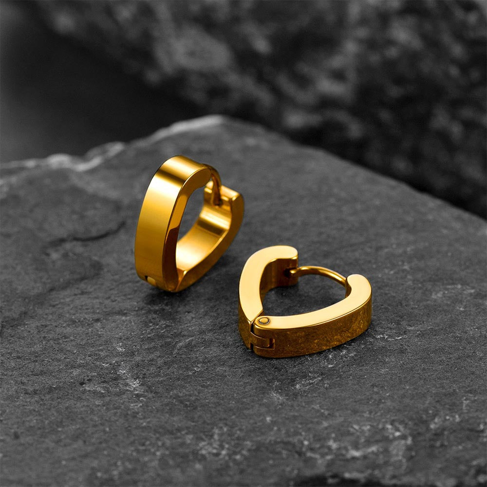 Flash Small Heart Piercing Huggie Hoop Earrings Set for 4 Pairs