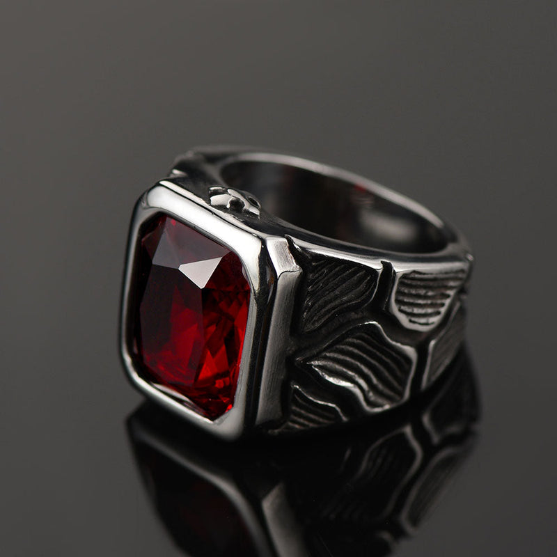 Lava Ruby Ring Stainless Steel Ring for