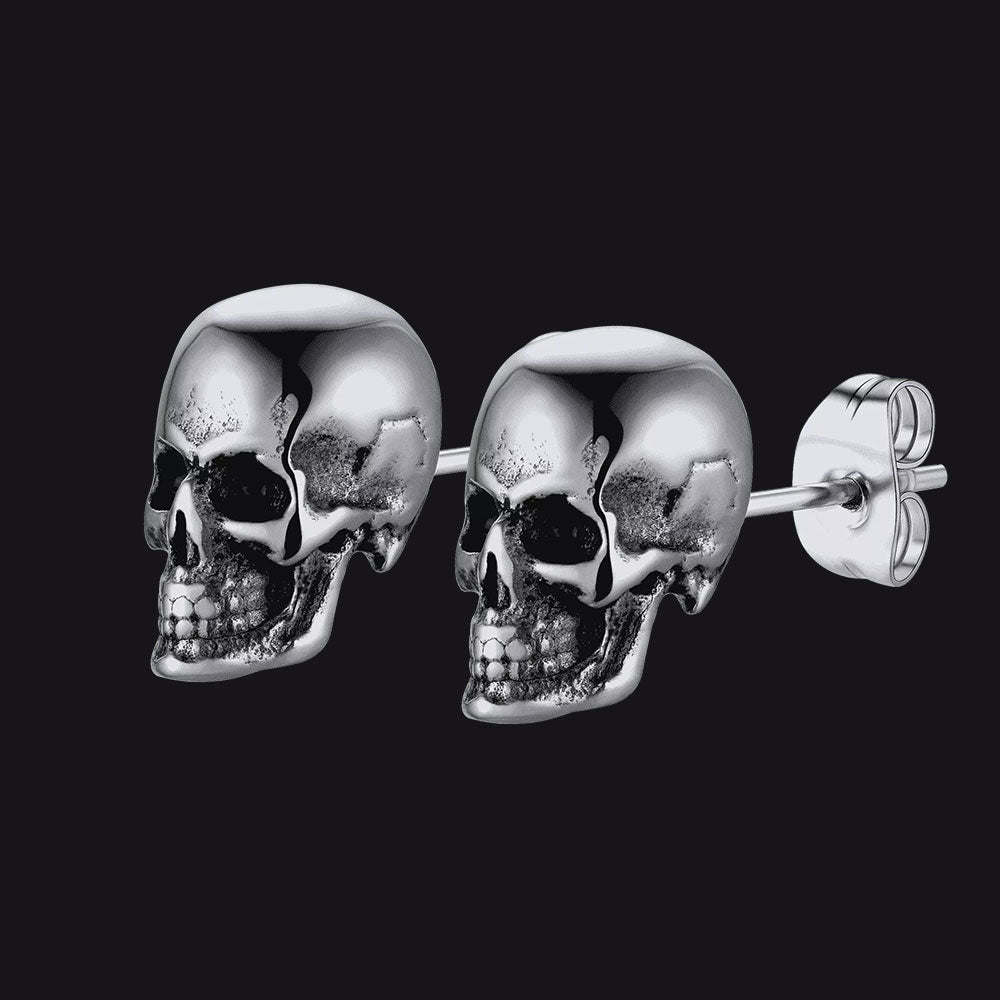 Gothic Punk Skull Stud Earrings for