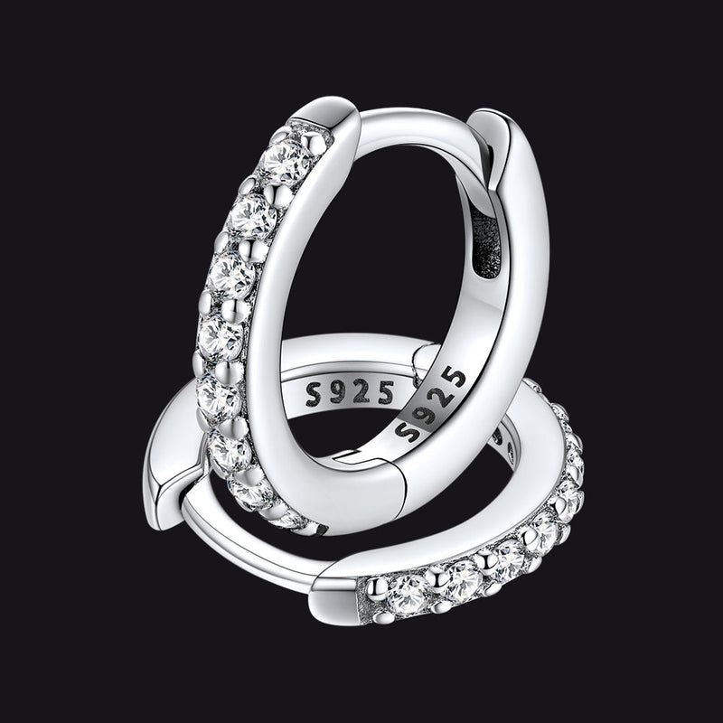 Sparkling Diamond Cartilage Huggie Hoop Earrings for in Sterling Silver
