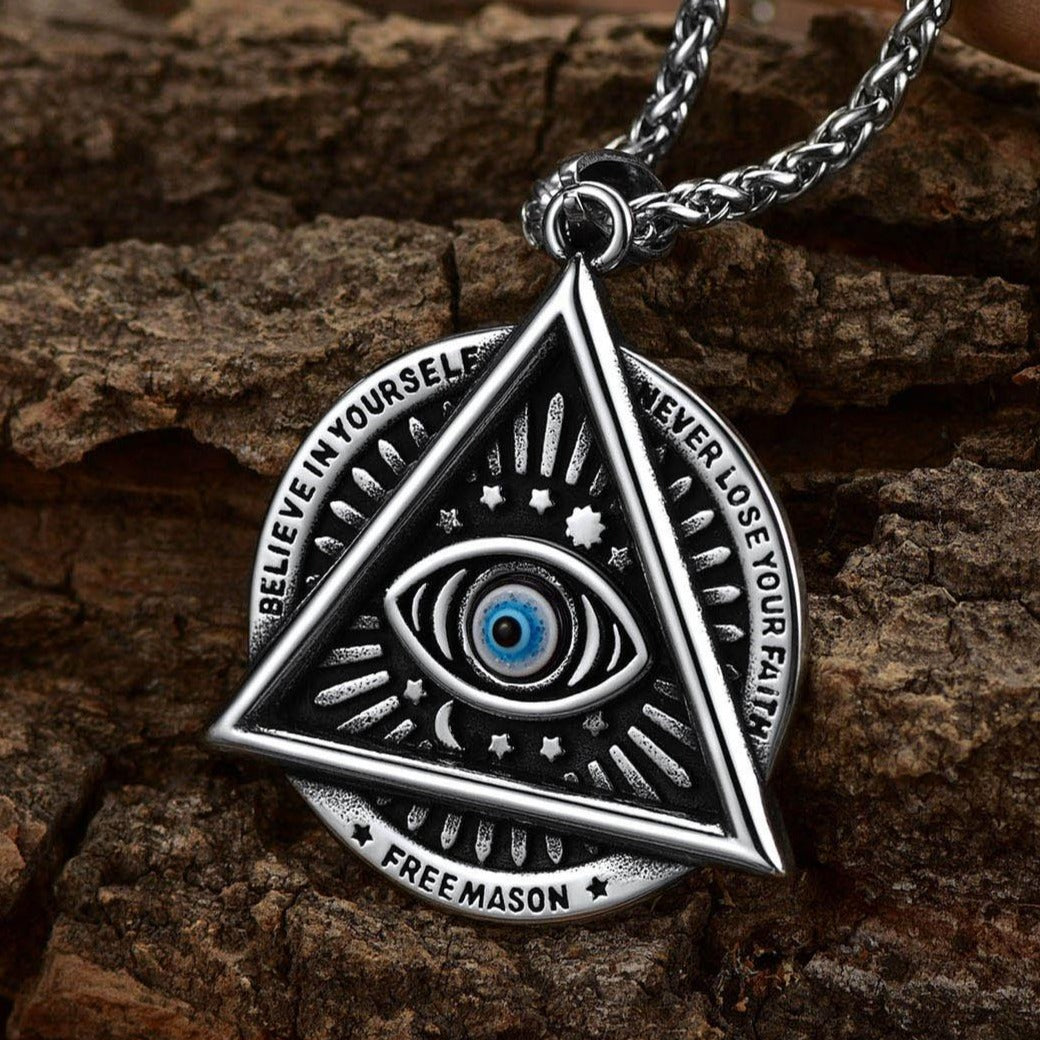 Masonic Triangle All Seeing Eye Necklace for