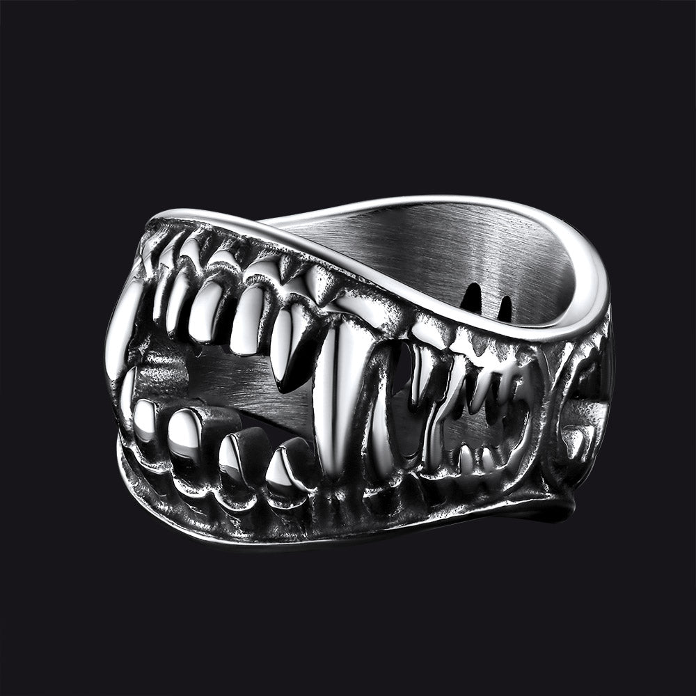 Gothic Punk Vampire Fang Teeth Ring for