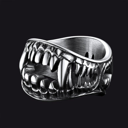 Gothic Punk Vampire Fang Teeth Ring for