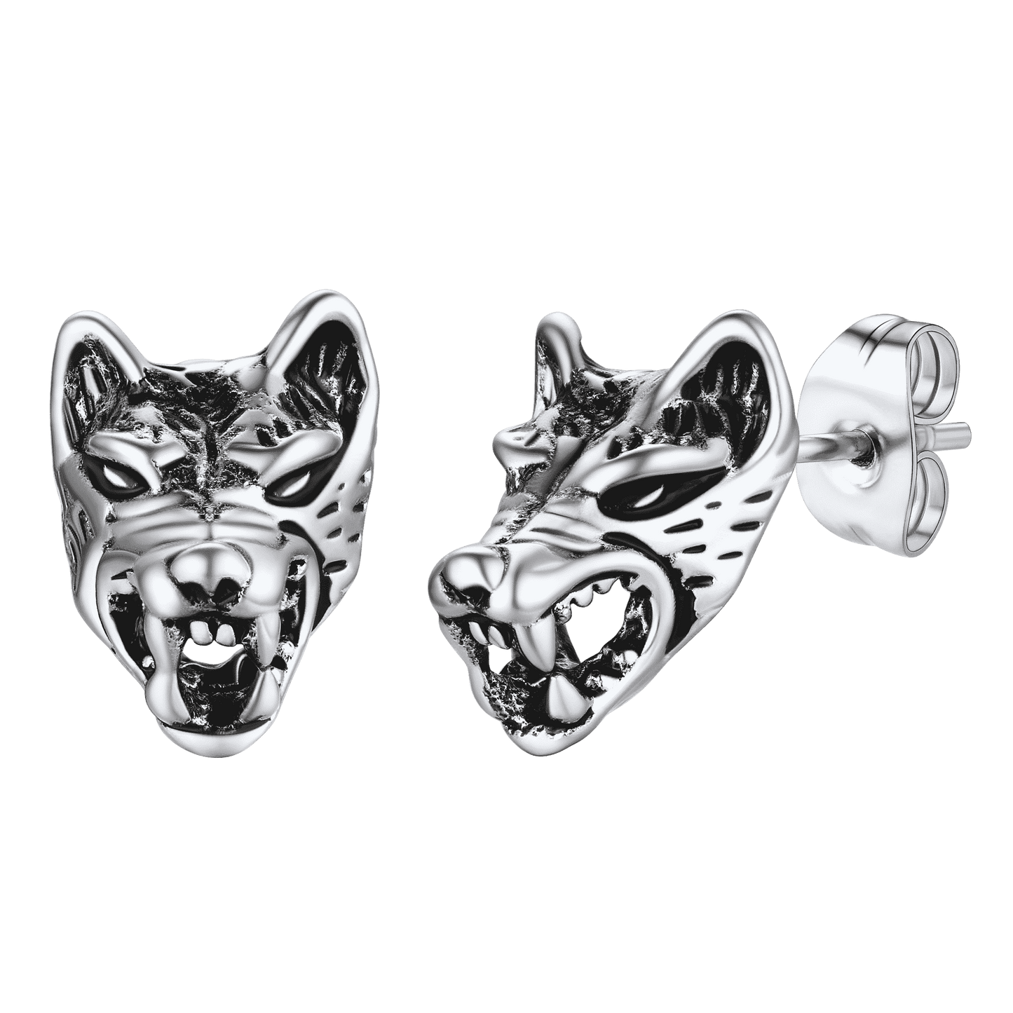 Viking Wolf Stud Earrings for