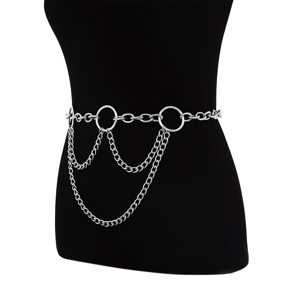 90s Metal Chain Belt / Statement Waist Chain for