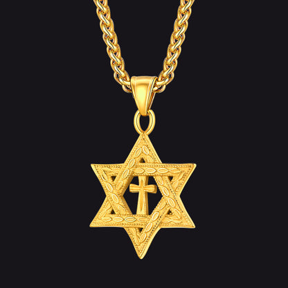 Jewish Star of David Cross Necklace for