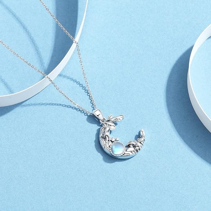 Dainty Moonstone Mushroom Necklace