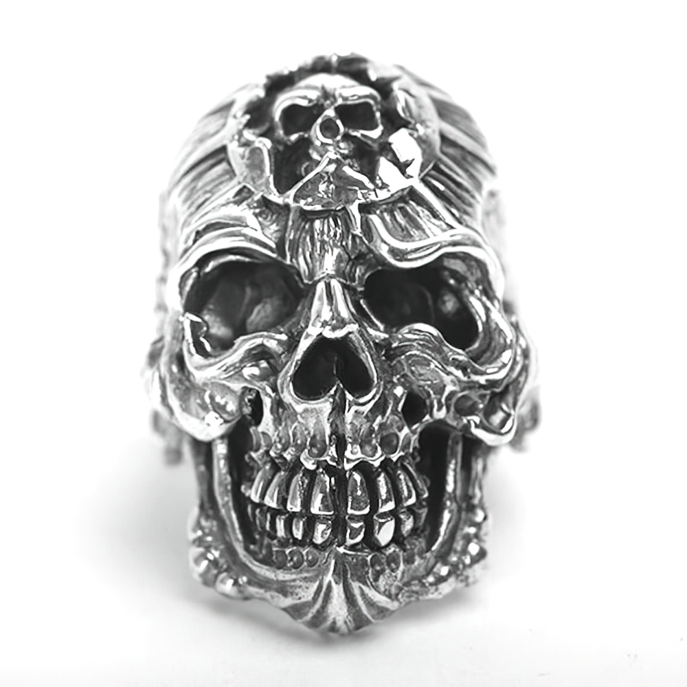 925 Sterling Silver Devil Skull Ring / Rock Style Skull Ring / Biker Jewelry