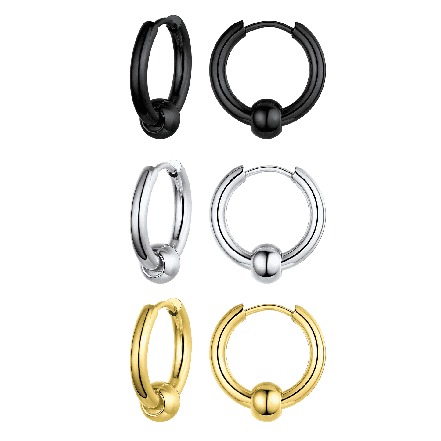 Samll Piercing Huggie Hoop Earrings Set for 3 Pairs