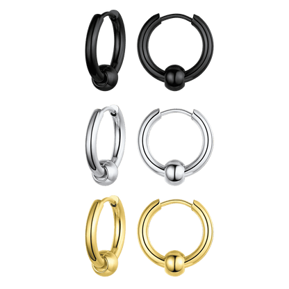 Samll Piercing Huggie Hoop Earrings Set for 3 Pairs