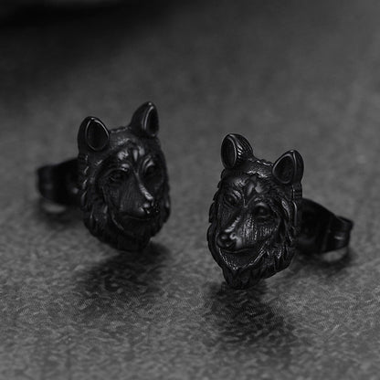 Norse Viking Wolf Stud Earrings for