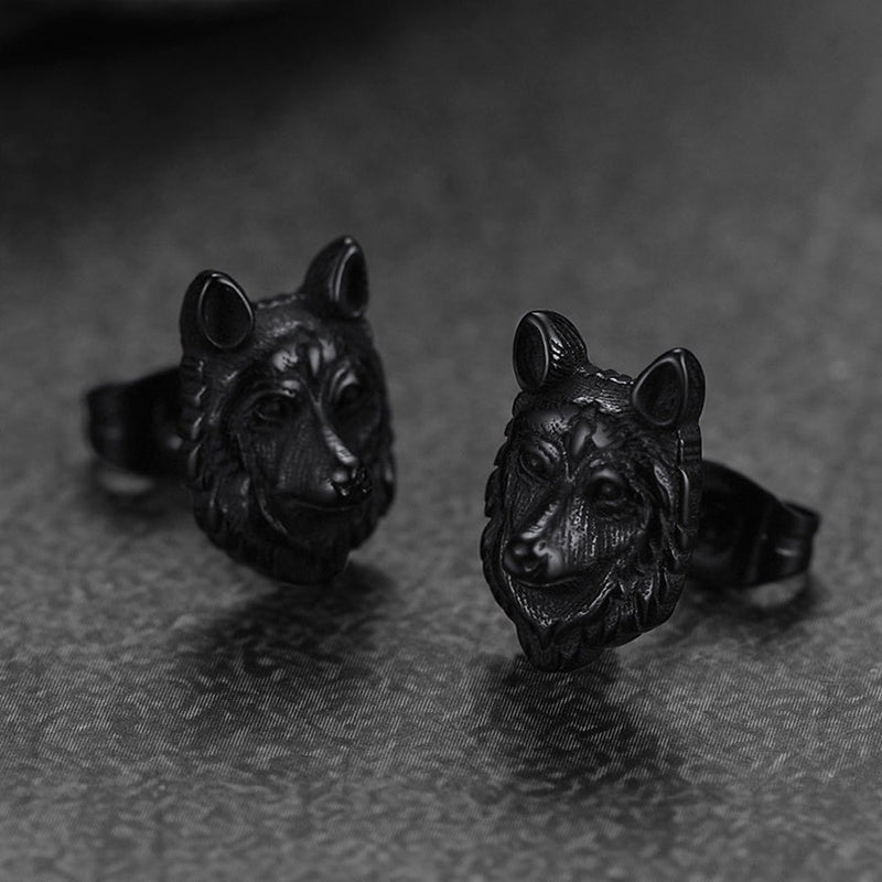 Norse Viking Wolf Stud Earrings for