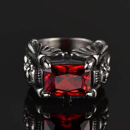 Flash Gothic Ruby Dragon Ring Stainless Steel