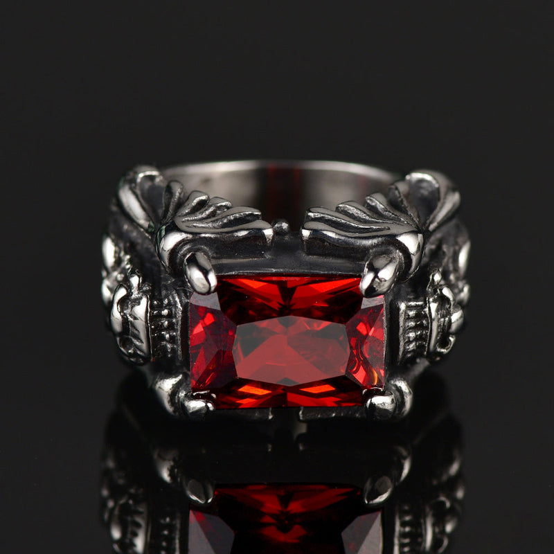 Flash Gothic Ruby Dragon Ring Stainless Steel