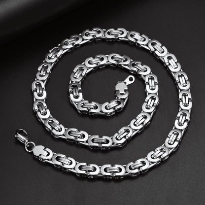Byzantine Link Chain Stainlss Steel Necklace for