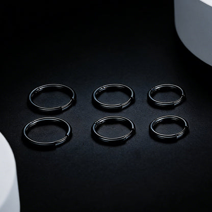 3 Pairs Simple Huggie Hoop Earrings Set 8/10/12 Mm Width