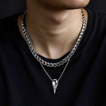 Viking Raven Skull Necklace for