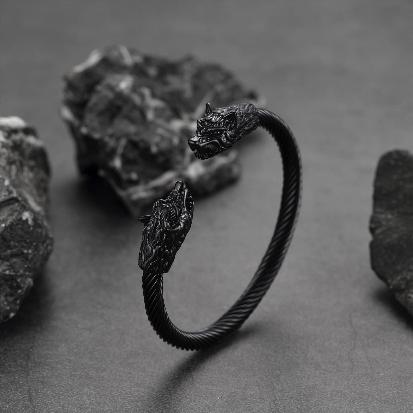Viking Wolf Head Arm Ring Cuff Bracelet for