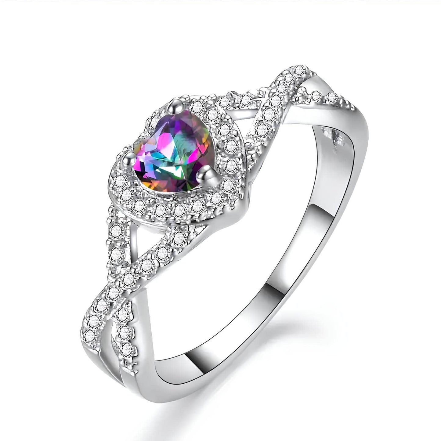 Rainbow Topaz Love Ring