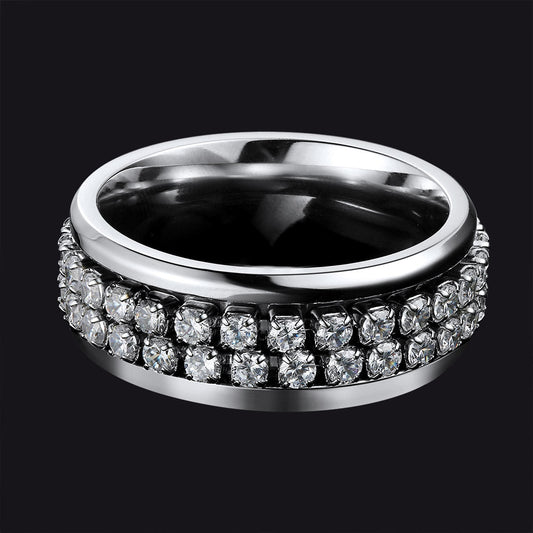 Cz Diamond Fidget Anxiety Band Ring for