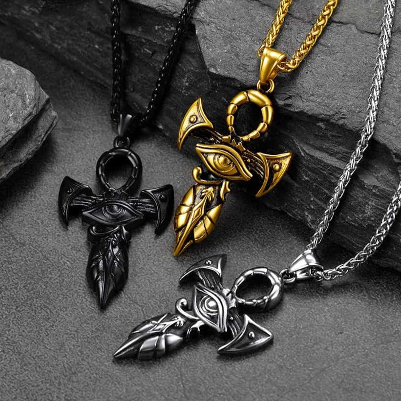 Egyptian Ankh Cross Necklace With Eye of Horus for