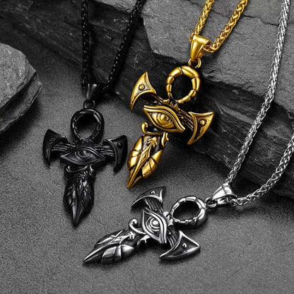 Egyptian Ankh Cross Necklace With Eye of Horus for