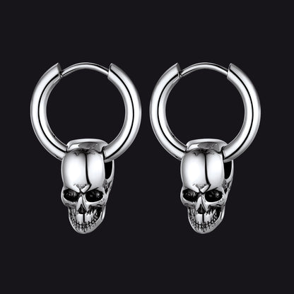 Cool Skull Hoop Dangle Earrings for