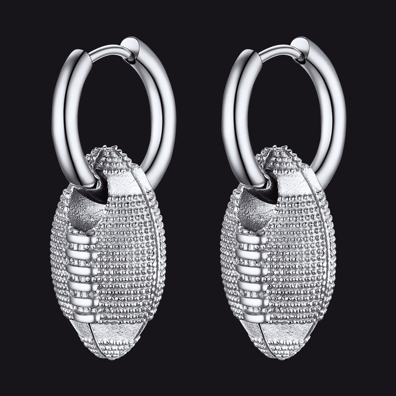 American Football Dangle Hoop Earrings for