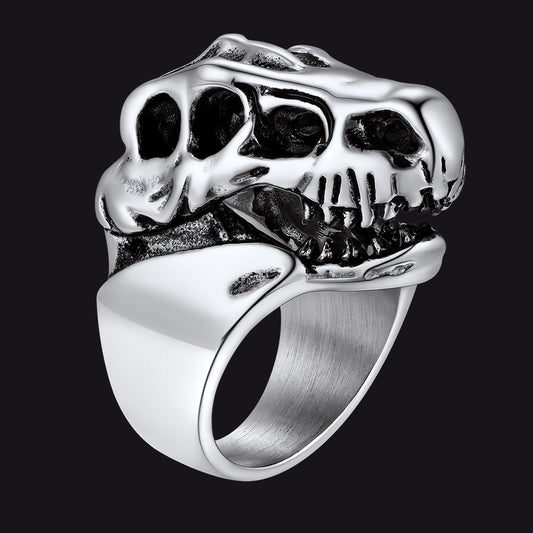 Biker Animal Chunky Dinosaur Head Stainless Steel Ring for