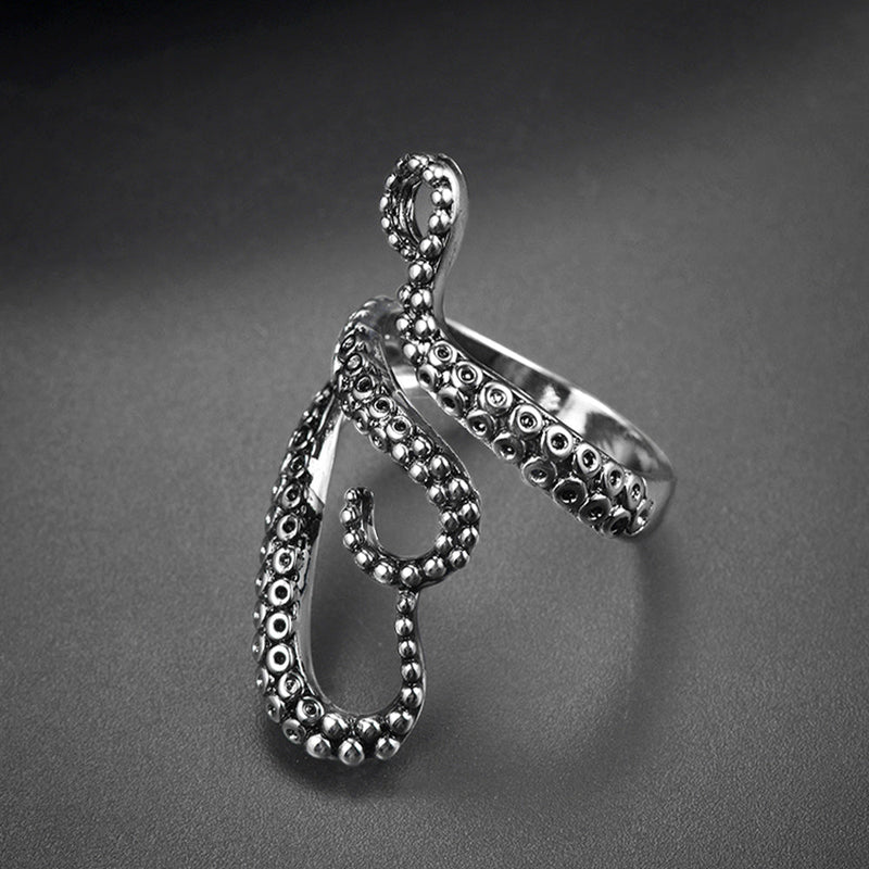 Gothic Punk Animal Octopus Adjustable Open Ring for