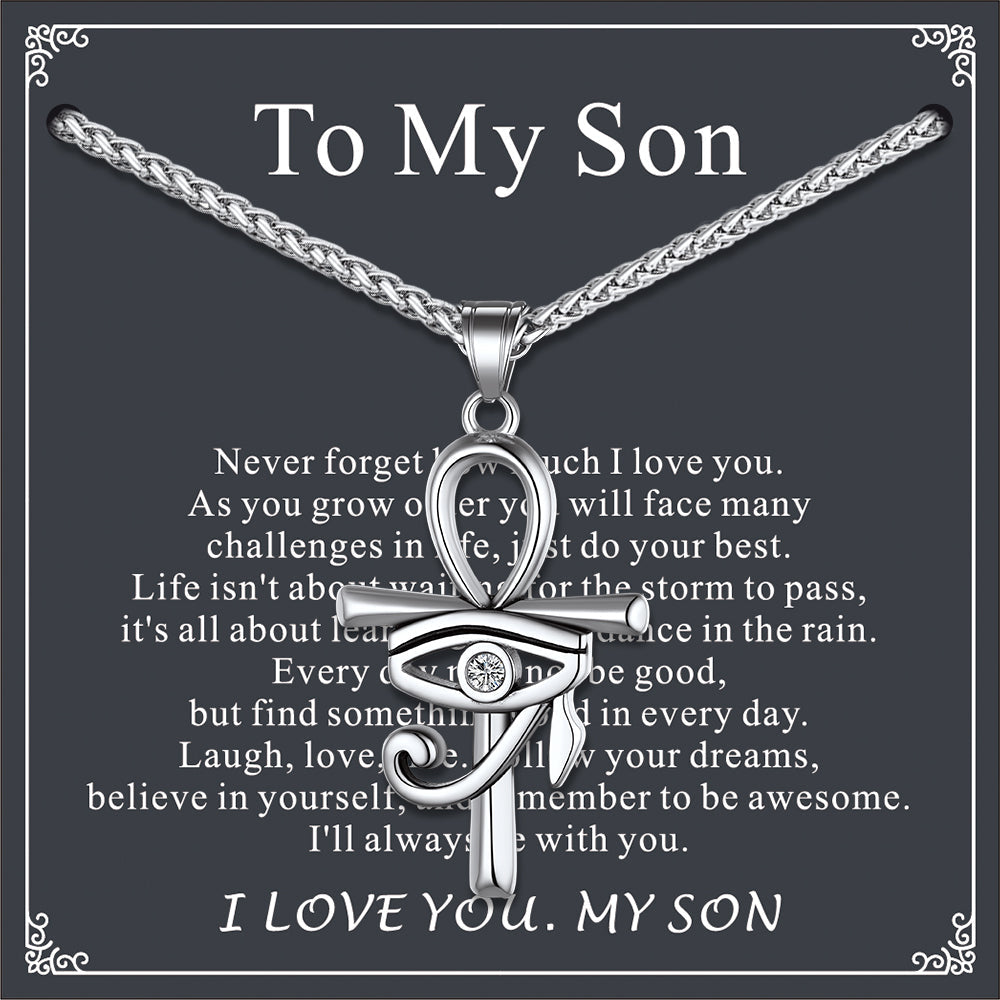 Egyptian Ankh Cross Necklace Pendant With Eye of Horus