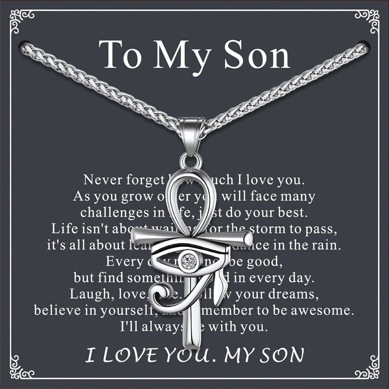 Egyptian Ankh Cross Necklace Pendant With Eye of Horus