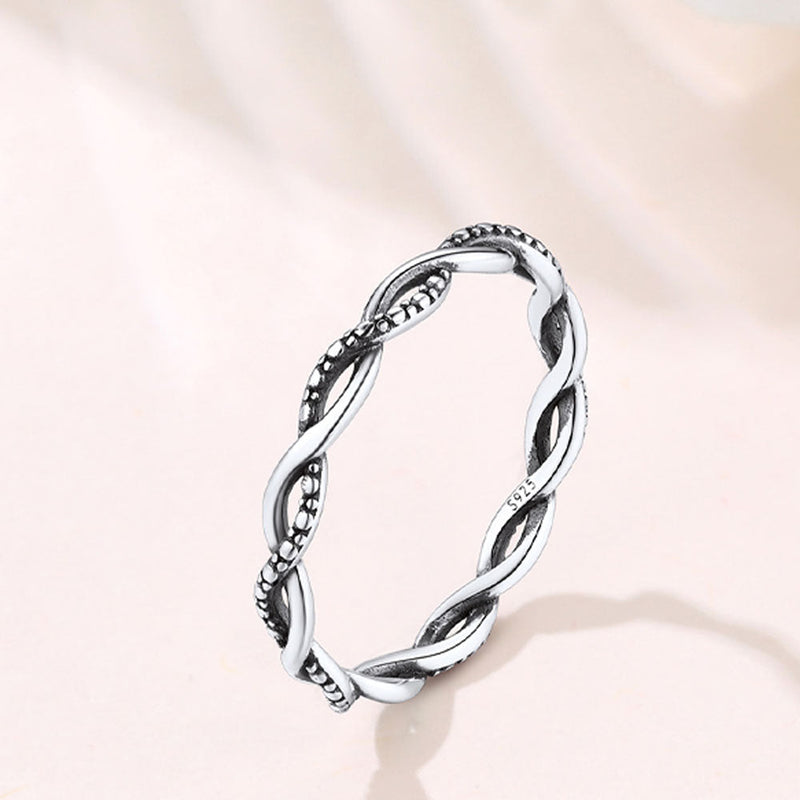 925 Sterling Silver 2.8mm Wide Antique Silver Stack Twist Ring for