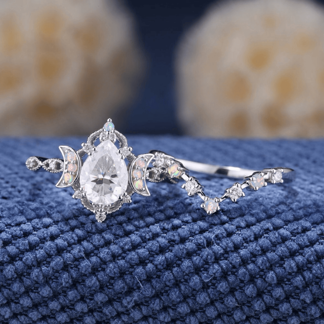 Artemis Goddess of Light Crystal Ring Set