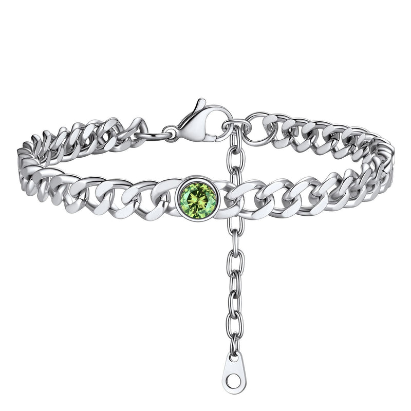 Personalized Birthstone Cuban Link Anklet for