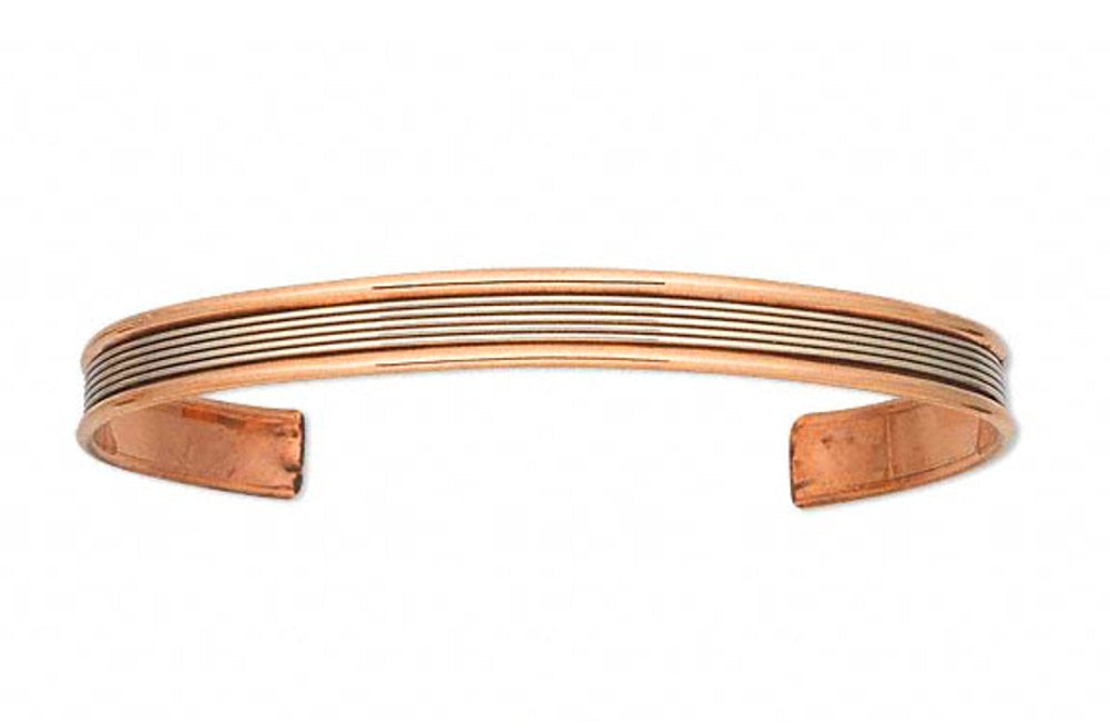 Slim Copper With Lined Brass Inlay Cuff Bracelet