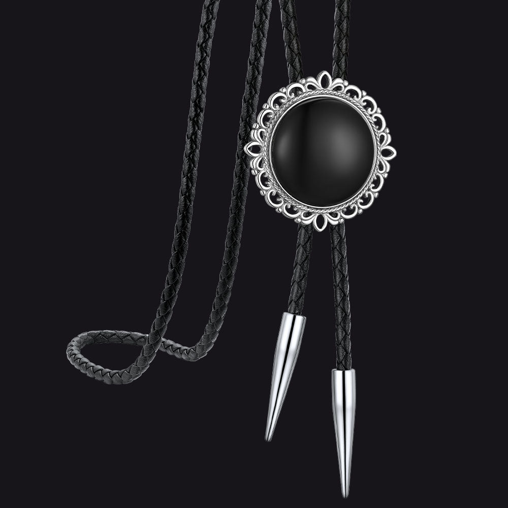 Western Wedding Black Onyx Bolo Ties for