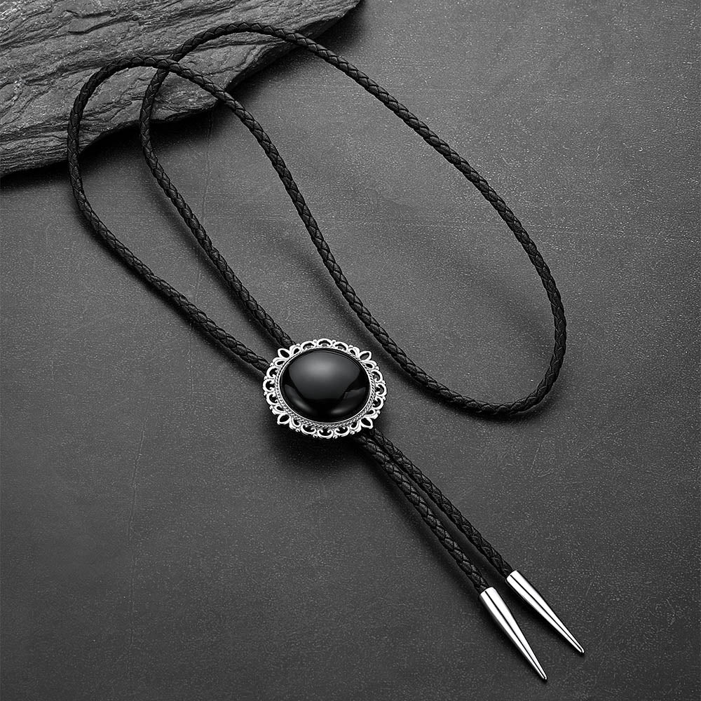 Western Wedding Black Onyx Bolo Ties for