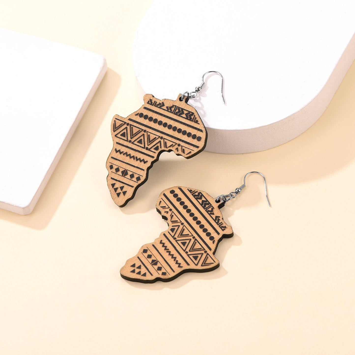 Faithheart African Map Drop Dangle Earrings for