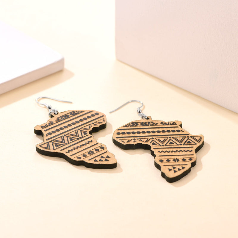 Faithheart African Map Drop Dangle Earrings for