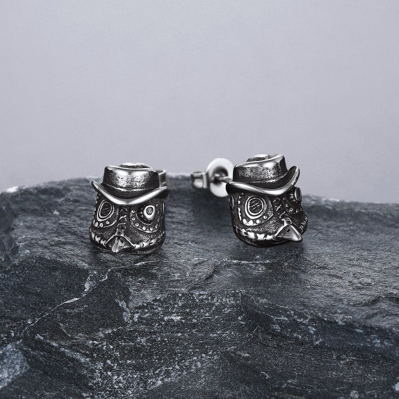 Gothic Plague Doctor Steampunk Stud Earrings