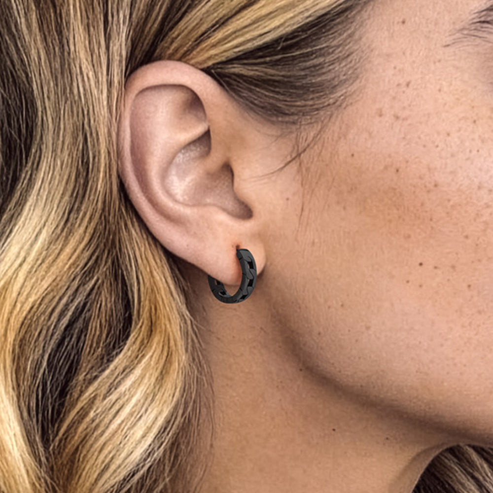 Chunky Cuban Chain Huggie Hoop Earrings for
