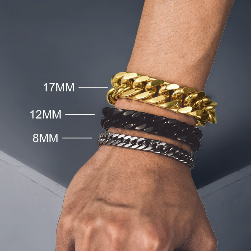 Cuban Chain Bracelet Gift for /dad/son, 8/12/17mm Width
