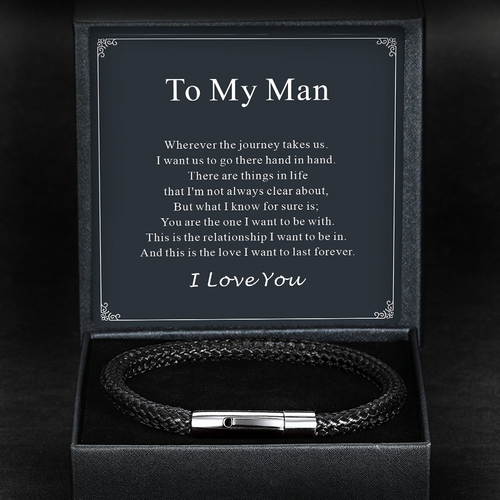 Clasp Braided Genuine Leather Bracelet for