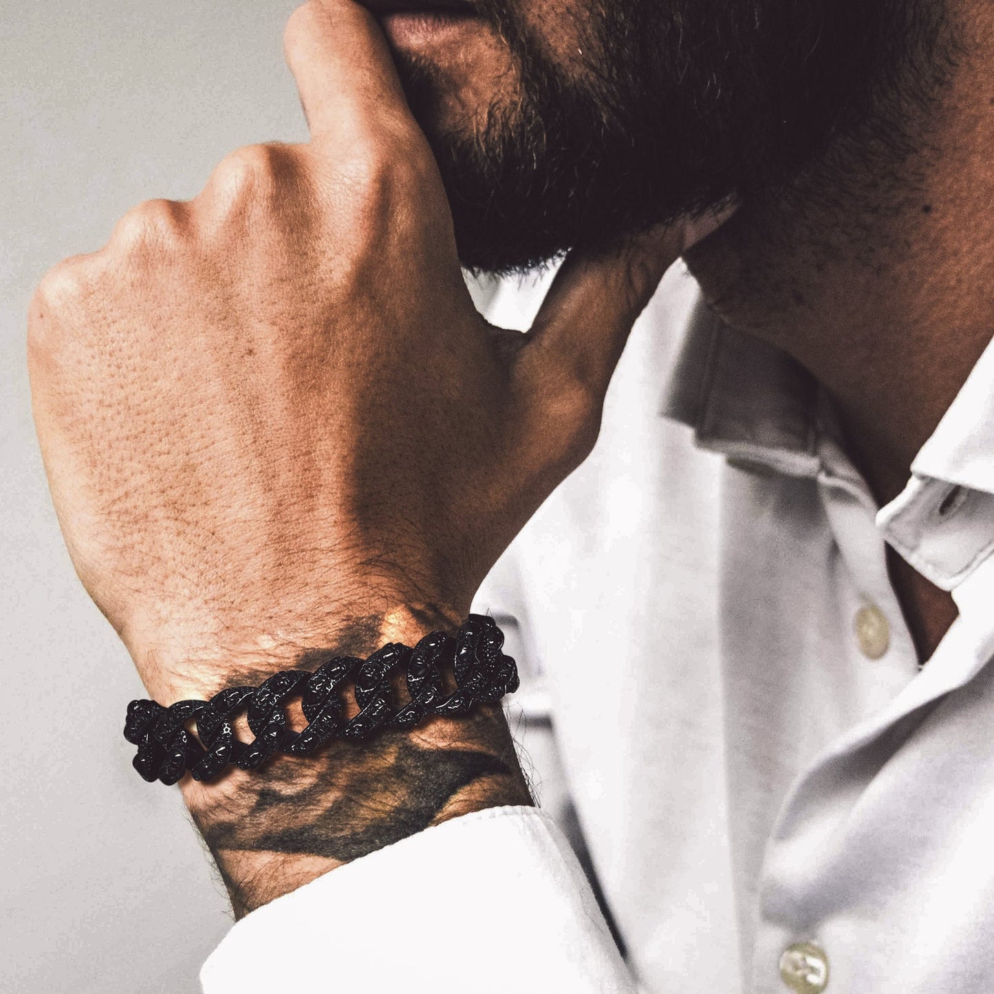 Chunky Heavy Skull Cuban Link Chain Bracelet for , 16mm Width