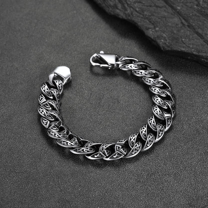 Stainless Steel Celtic Chunky Cuban Link Chain Bracelet for