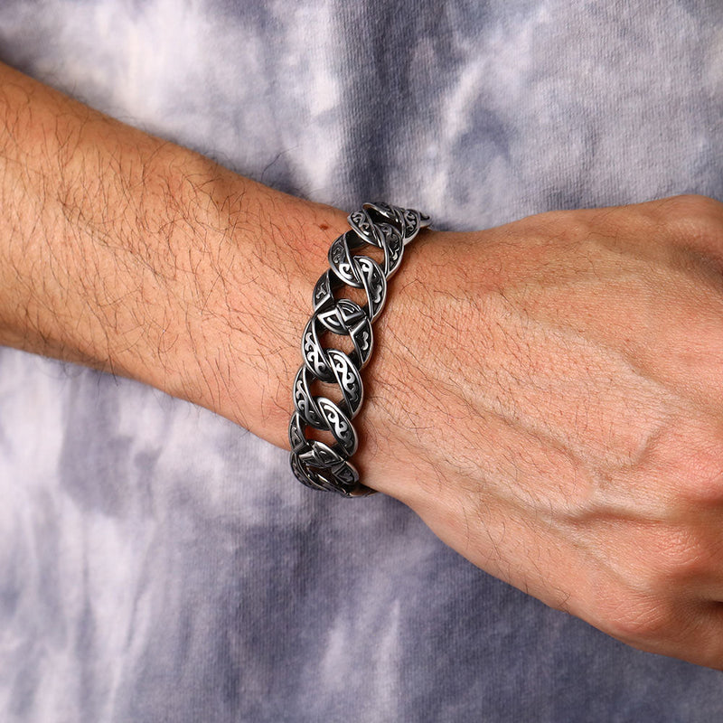 Stainless Steel Celtic Chunky Cuban Link Chain Bracelet for